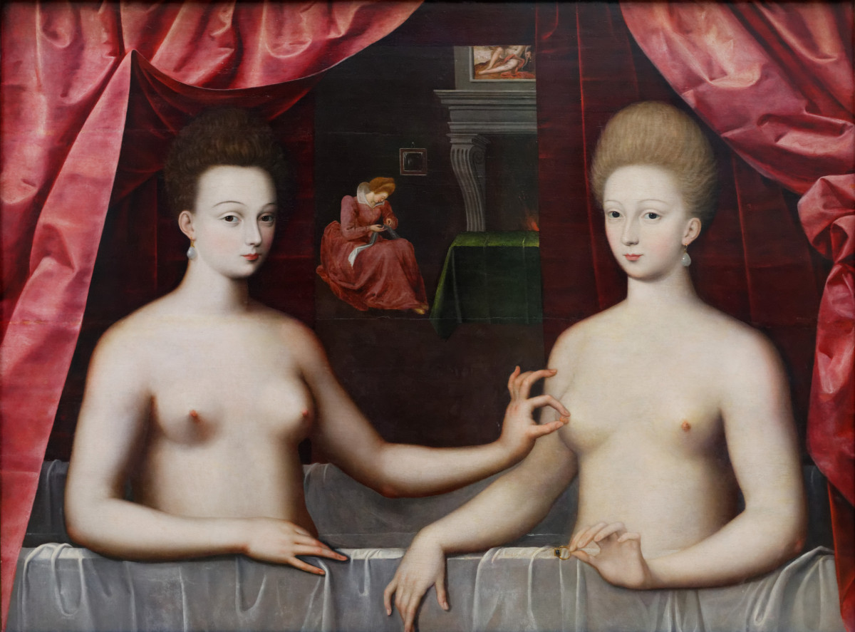 Gabrielle-d'Estrees-and-One-of-Her-Sisters-Paintings-The Louvre-Museum-paris